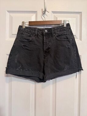 wild fable Black Distressed High Rise Rolled-Hem Jean Shorts